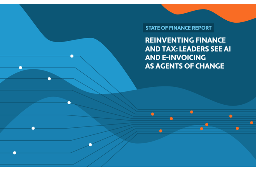 Title page of the 2025 Avalara State of Finance report: “Reinventing finance and tax — Leaders see AI and e-invoicing as agents of change