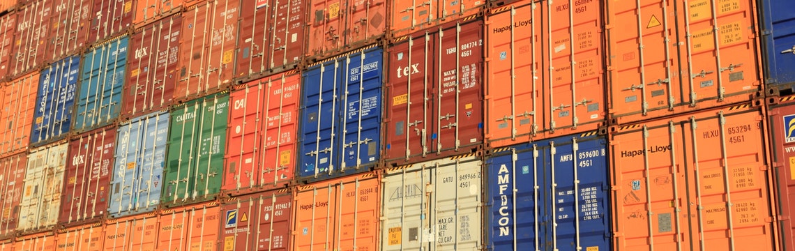 Shipping containers full of imported goods