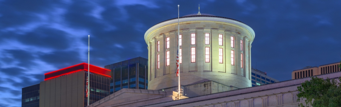 Ohio statehouse at night