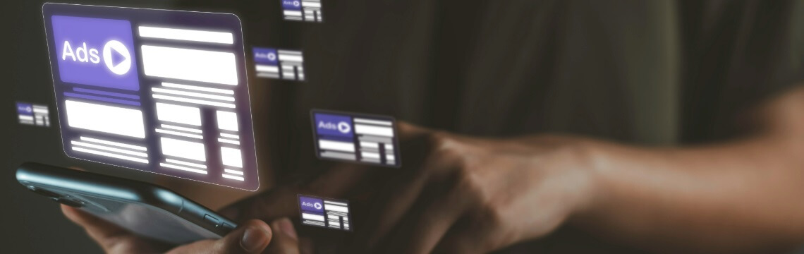 Internet ad shown on smartphone display screen