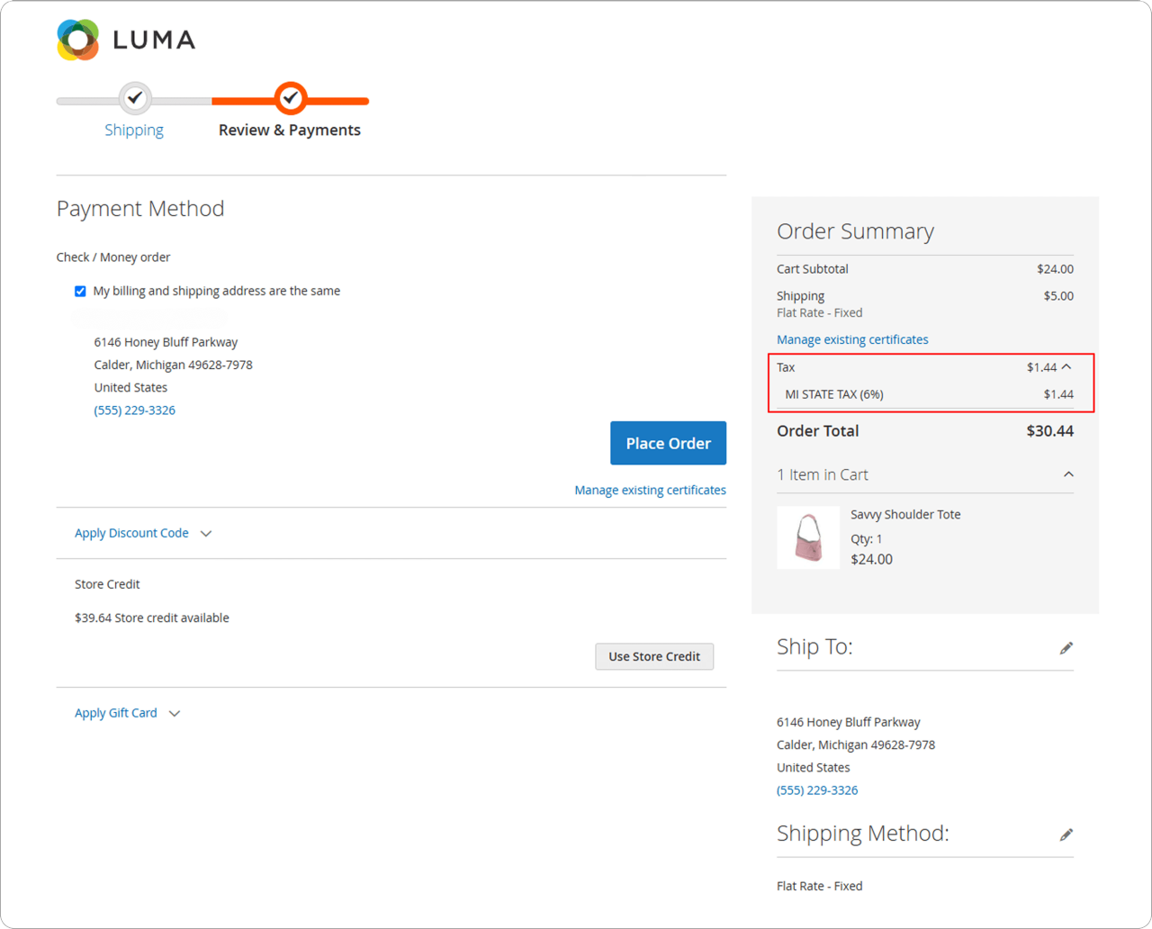 Adobe Commerce Tax Calculation